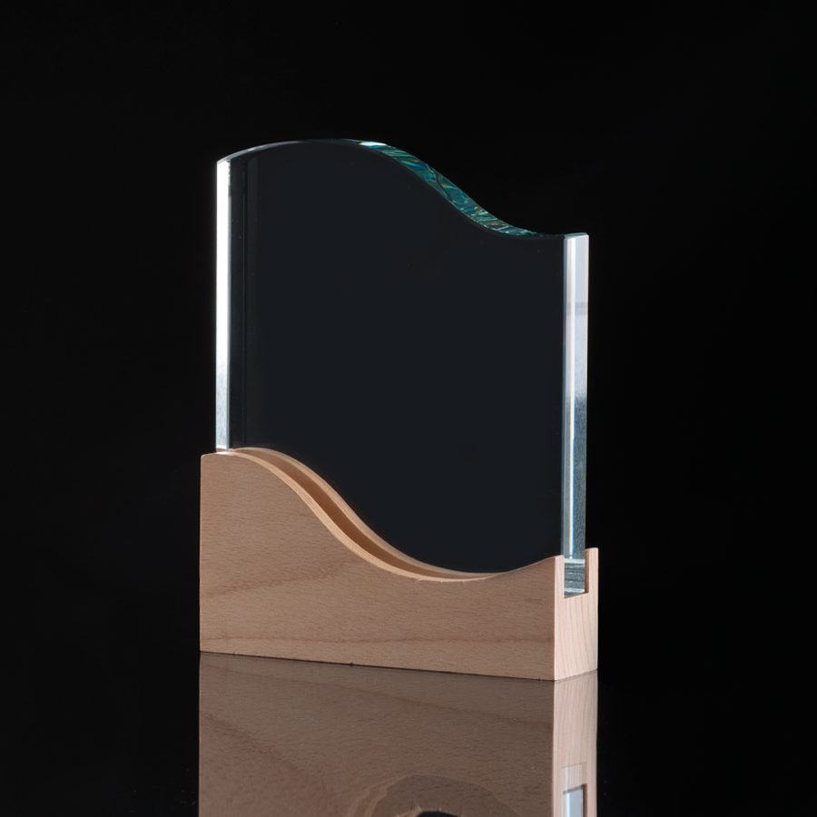 Trofeo Galvano de Madera y Cristal "Curve" - Foto 5