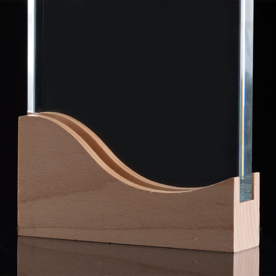 Trofeo Galvano de Madera y Cristal "Curve" - Foto 6