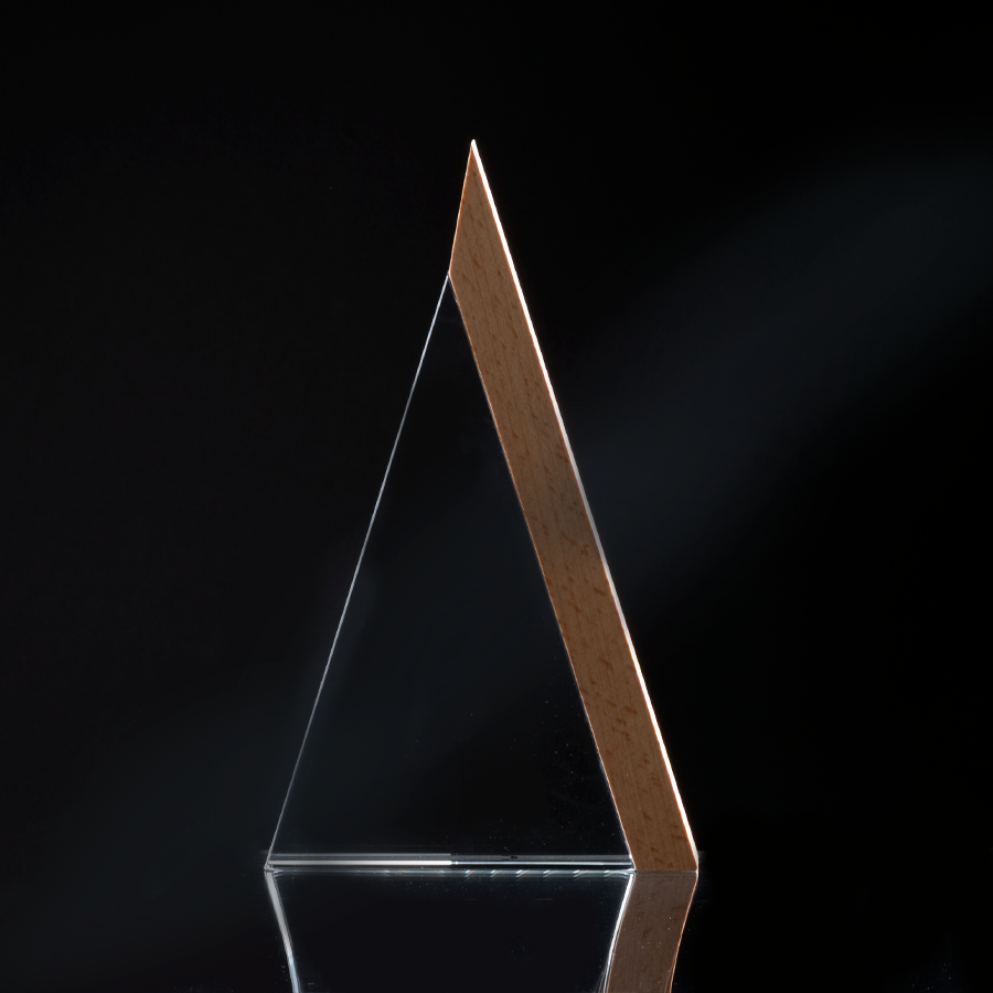 Trofeo Galvano de Madera y Cristal "Triangle" - Foto 1