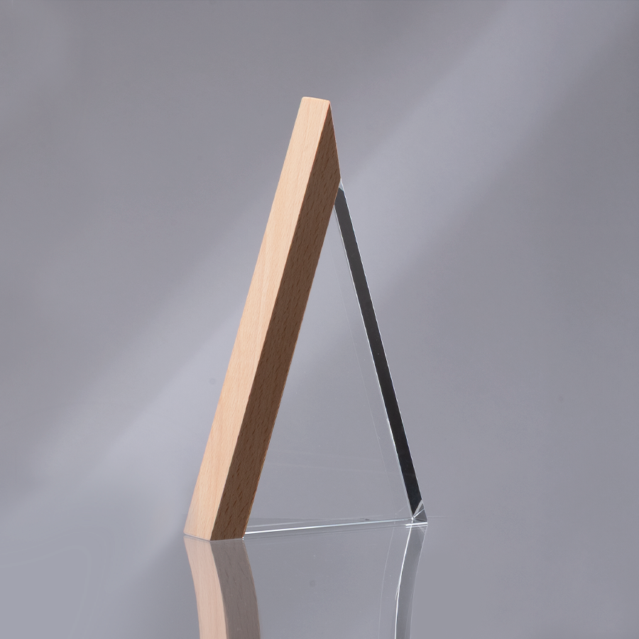 Trofeo Galvano de Madera y Cristal "Triangle" - Foto 4