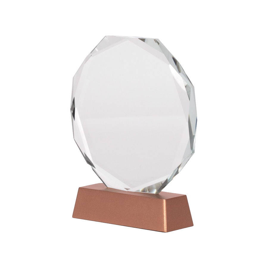 Trofeo Galvano de Cristal "RUNE" con base encobrizada. - Foto 2