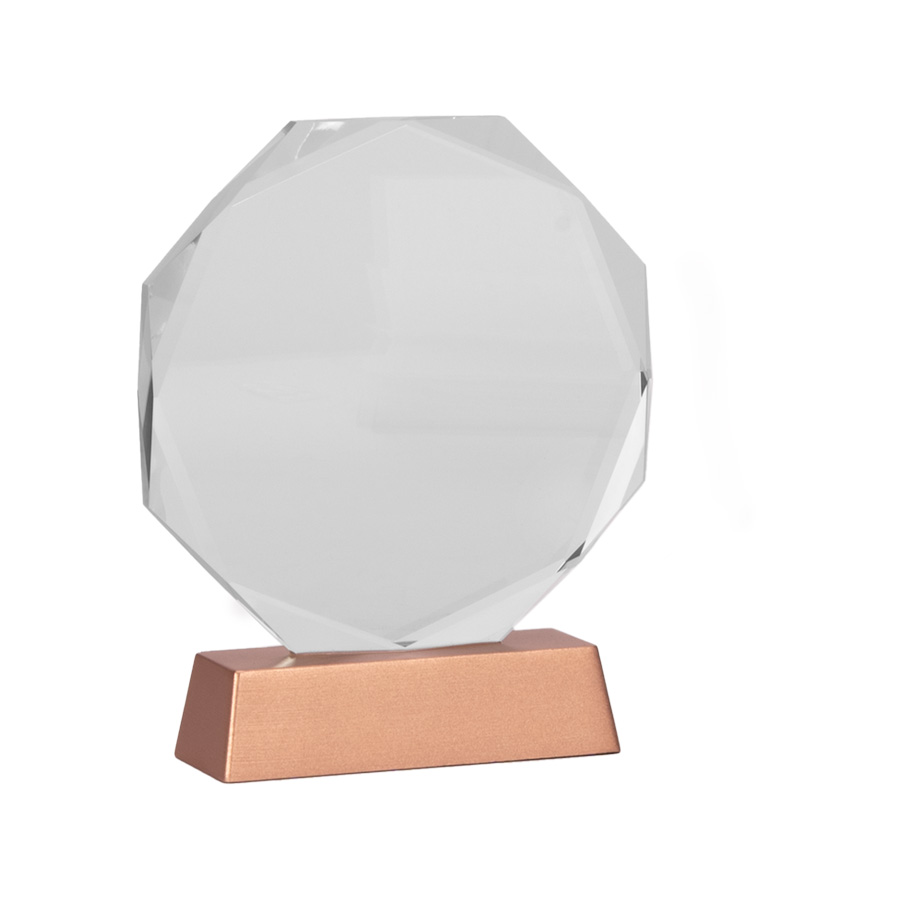 Trofeo Galvano de Cristal "RUNE" con base encobrizada. - Foto 3