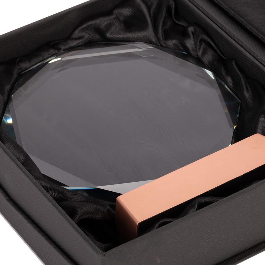 Trofeo Galvano de Cristal "RUNE" con base encobrizada. - Foto 7