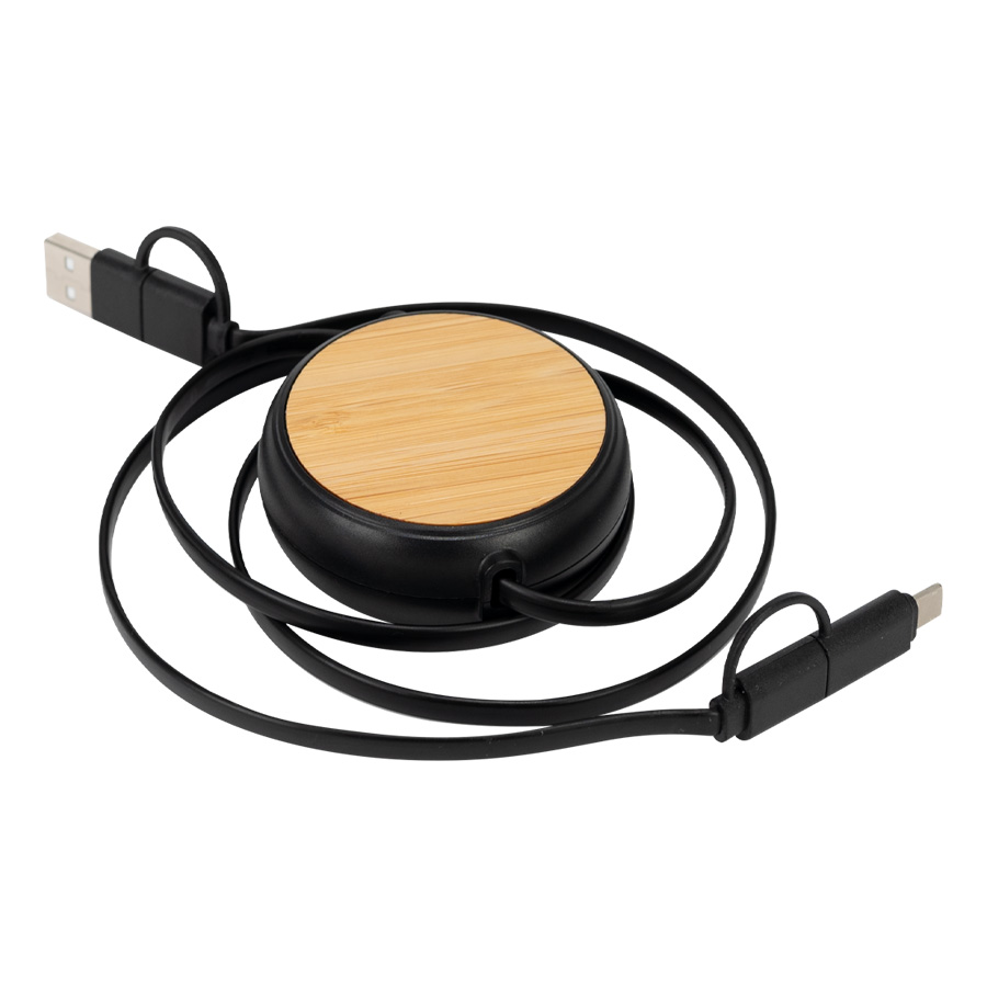 Connect Multicargador Retráctil 4 en 1 de ABS/Bamboo - Foto 8