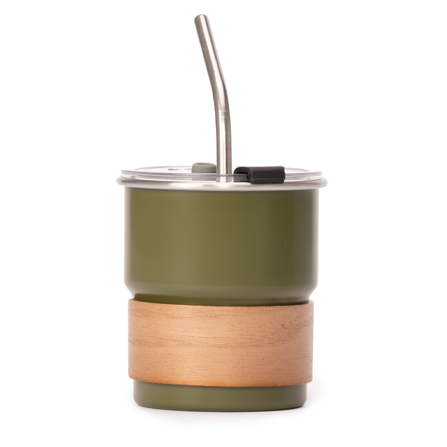 Vaso Térmico metálico "CAMP" 300cc. con Bombilla y Grip de Madera. - Foto 3