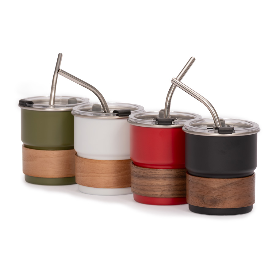 Vaso Térmico metálico "CAMP" 300cc. con Bombilla y Grip de Madera. - Foto 6