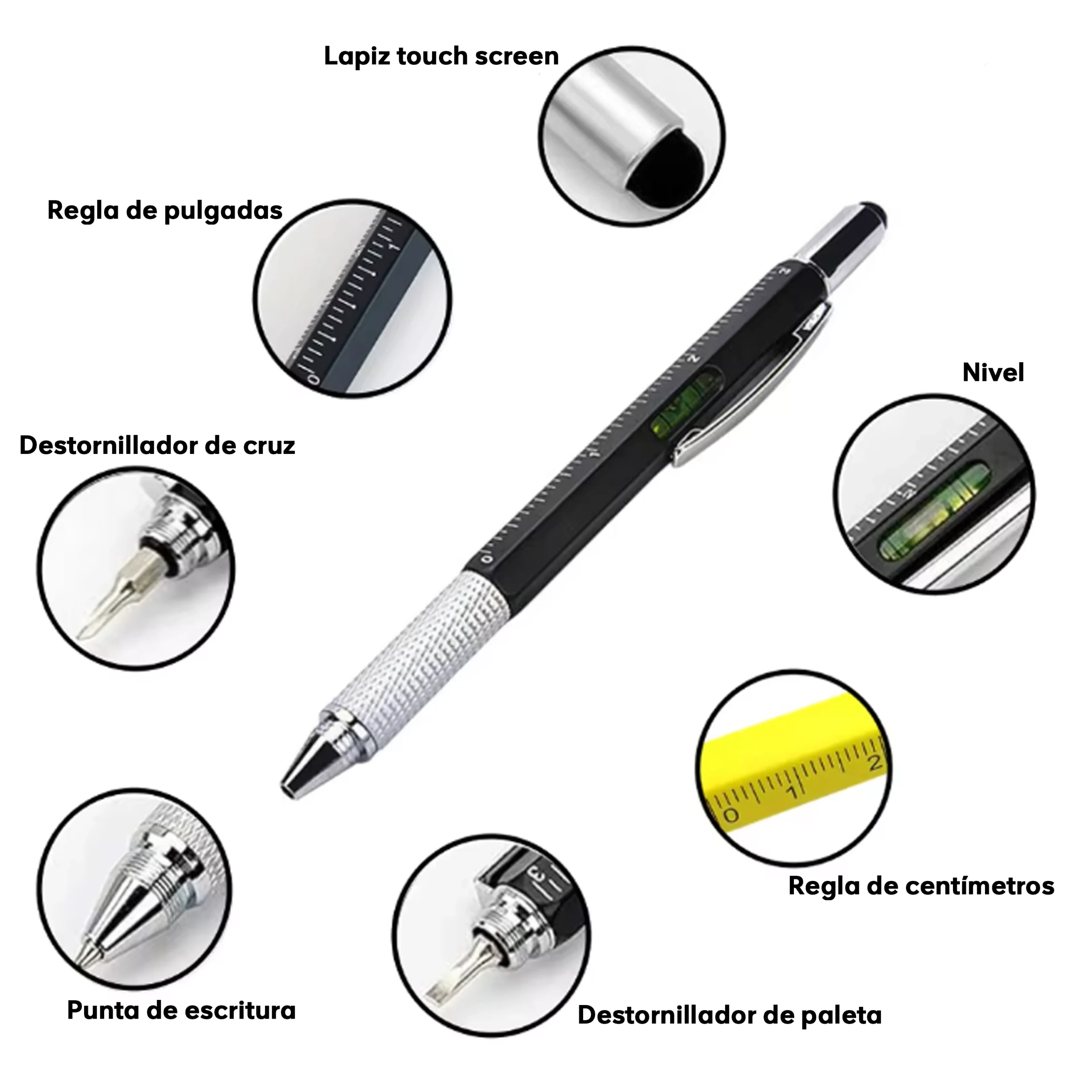 Bolígrafo Lápiz Metálico Multiherramienta L100 - Foto 2