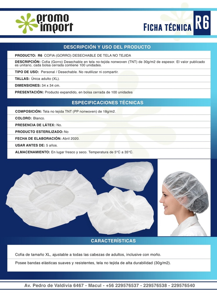 Set de 100 Cofias (Gorros) Desechables 30g/m2 - Foto 6