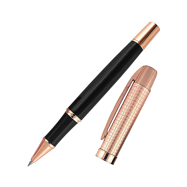 Bolígrafo Roller Metálico con Estuche L76+B ENCOBRIZADO/NEGRO - Foto 1