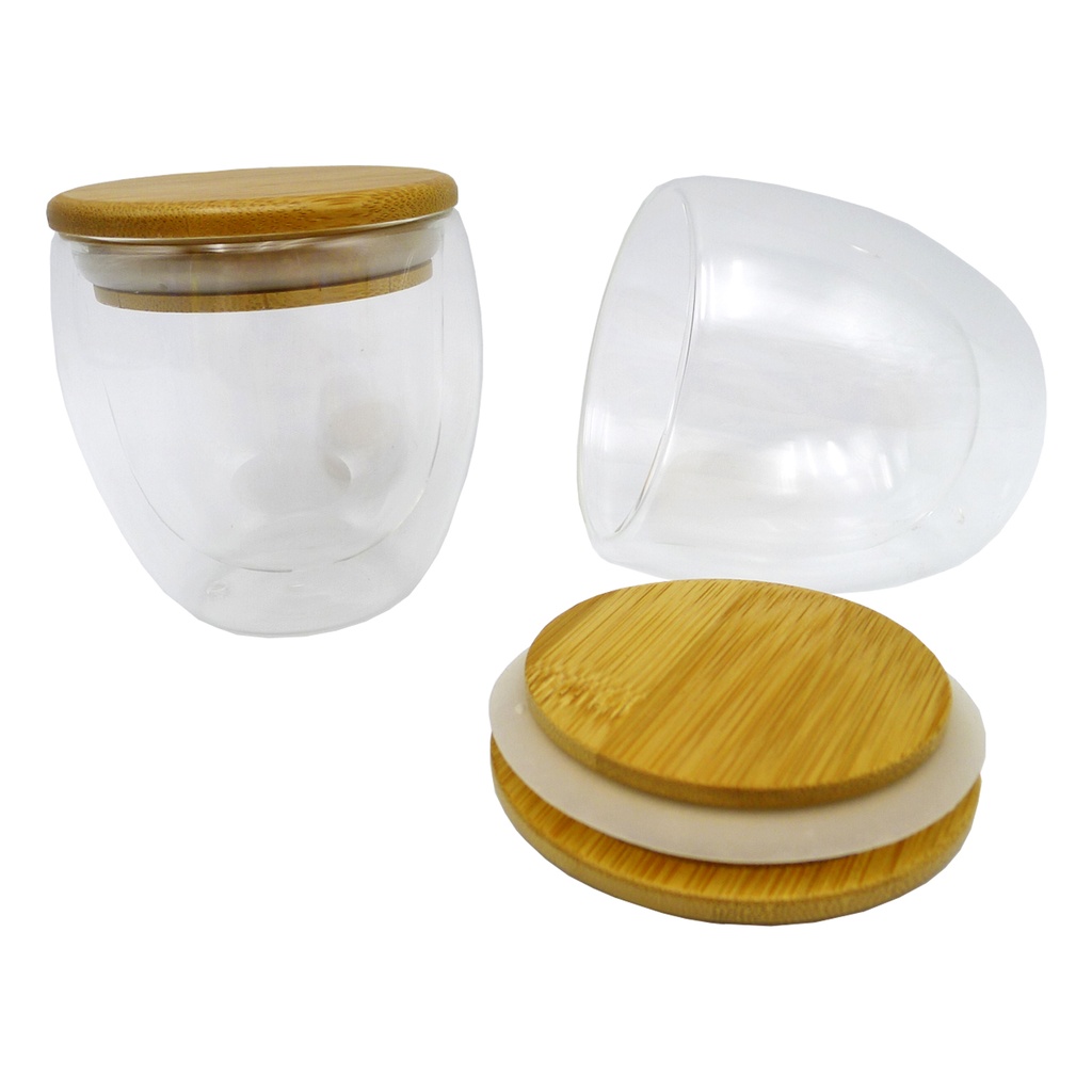 Vaso Vidrio doble Pared con Tapa M7 - Foto 1