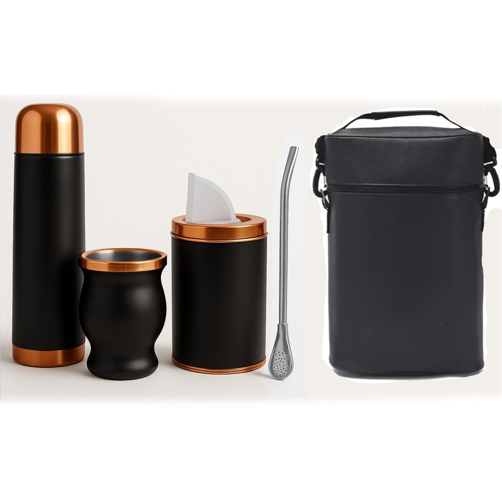 Set de Mate color ENCOBRIZADO /NEGRO con Bolso MAT02 - Foto 1