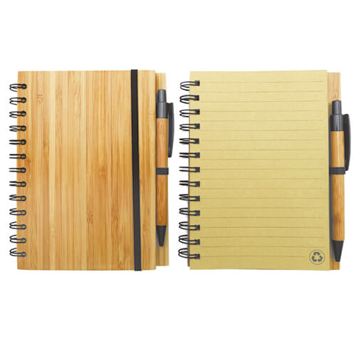 Set Cuaderno - Libreta Tapa Bamboo + Bolígrafo N30 | Tara Publicidad