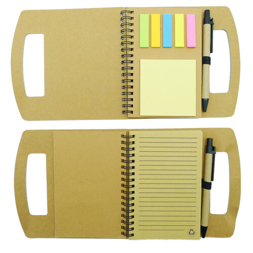 Set Cuaderno - Libreta - Memo Set Tapa Cartón + Bolígrafo N16 | Tara