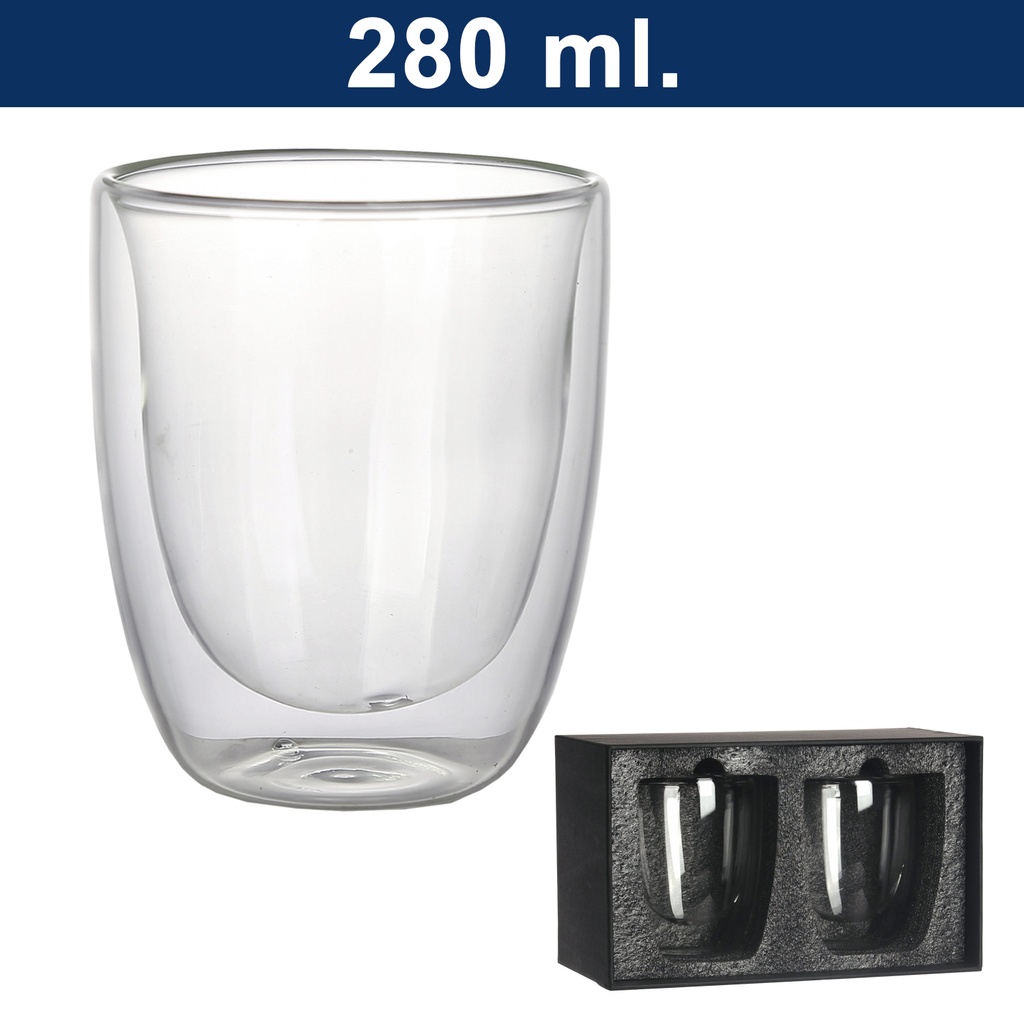 Vaso Vidrio Doble Pared Set M4 | Mochilas | Tara Publicidad