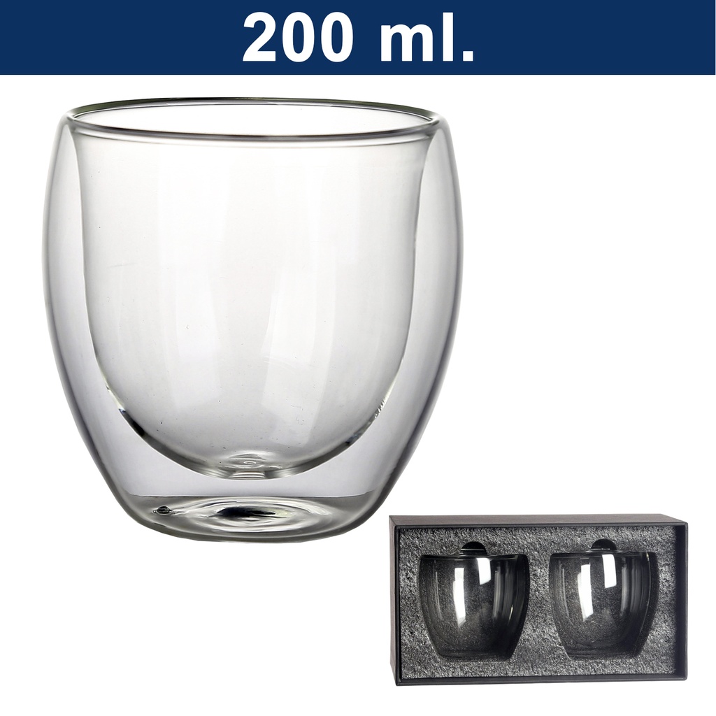 Vaso Vidrio Doble Pared Set M5 | Mochilas | Tara Publicidad
