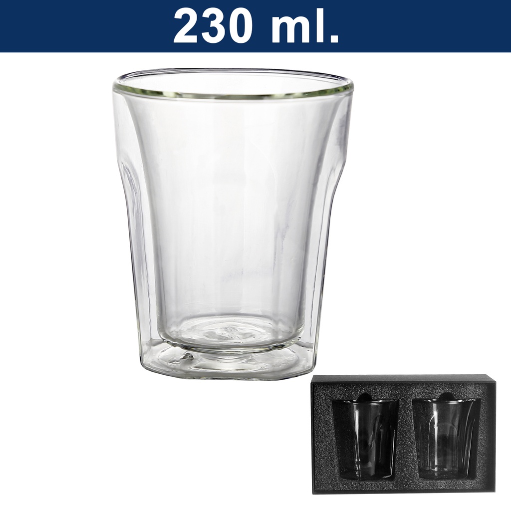 Vaso Vidrio Doble Pared Set M6 | Tara Publicidad Chile