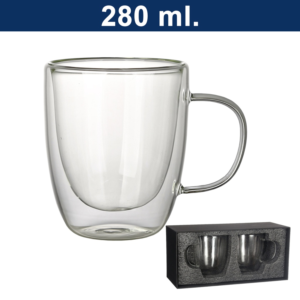 Vaso Vidrio Doble Pared Set M8 | Mochilas | Tara Publicidad