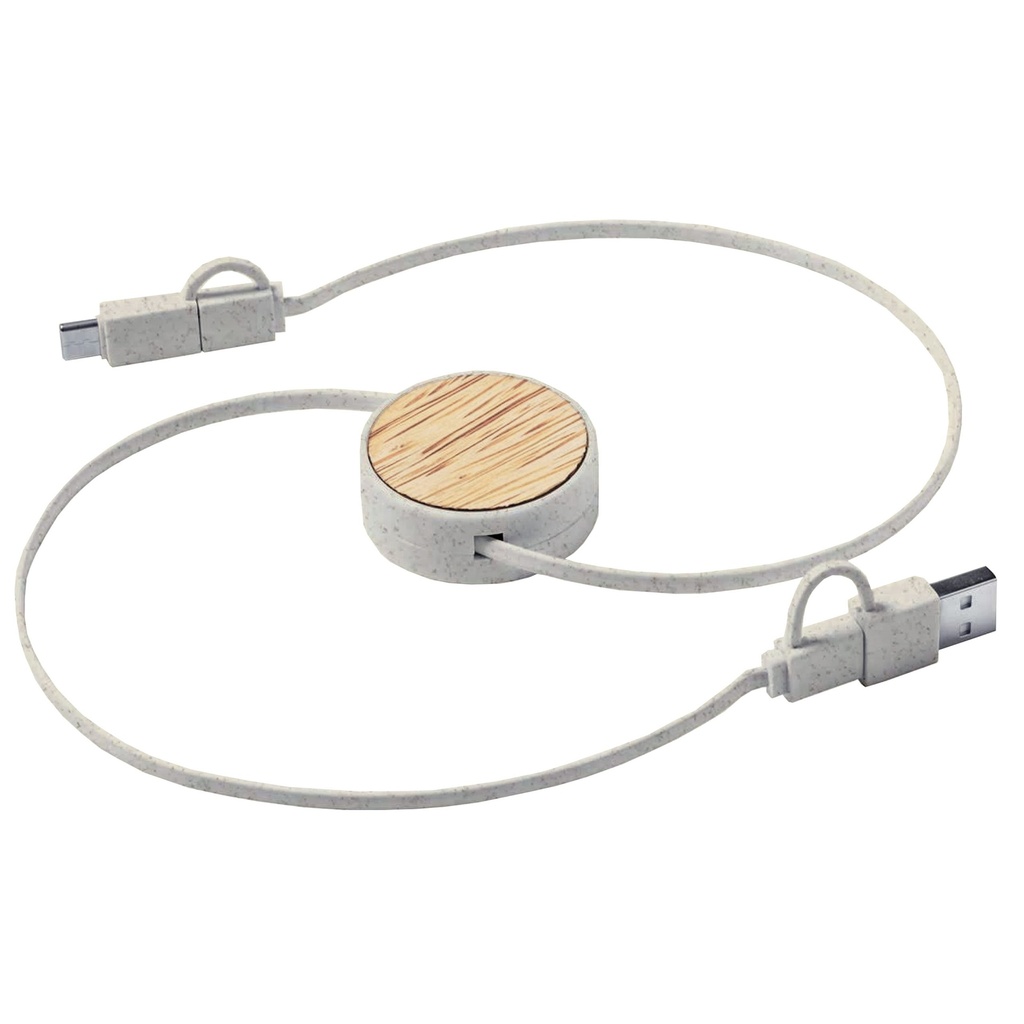 Cable Conector Bamboo Multicargador T61 | Tara Publicidad