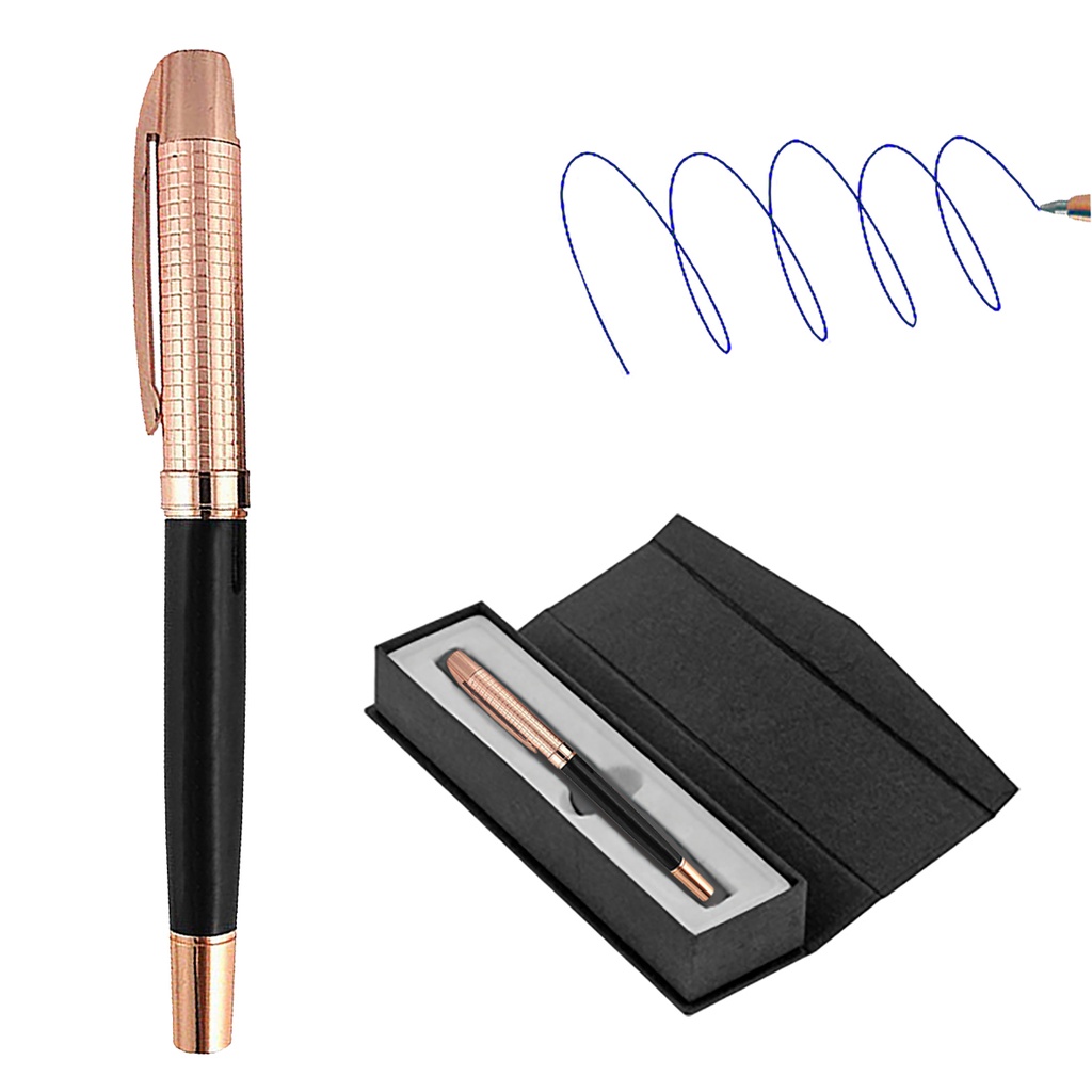 Bolígrafo Roller Metálico Con Estuche L76+B Encobrizado/Negro | Tara