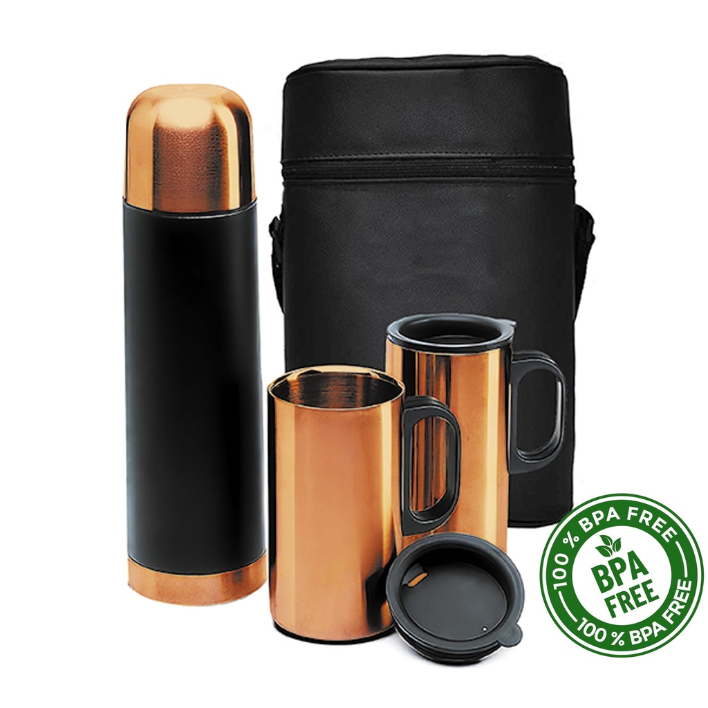 Set Botella Acero Inoxidable Térmica + Mugs M74 Encobrizado | Tara