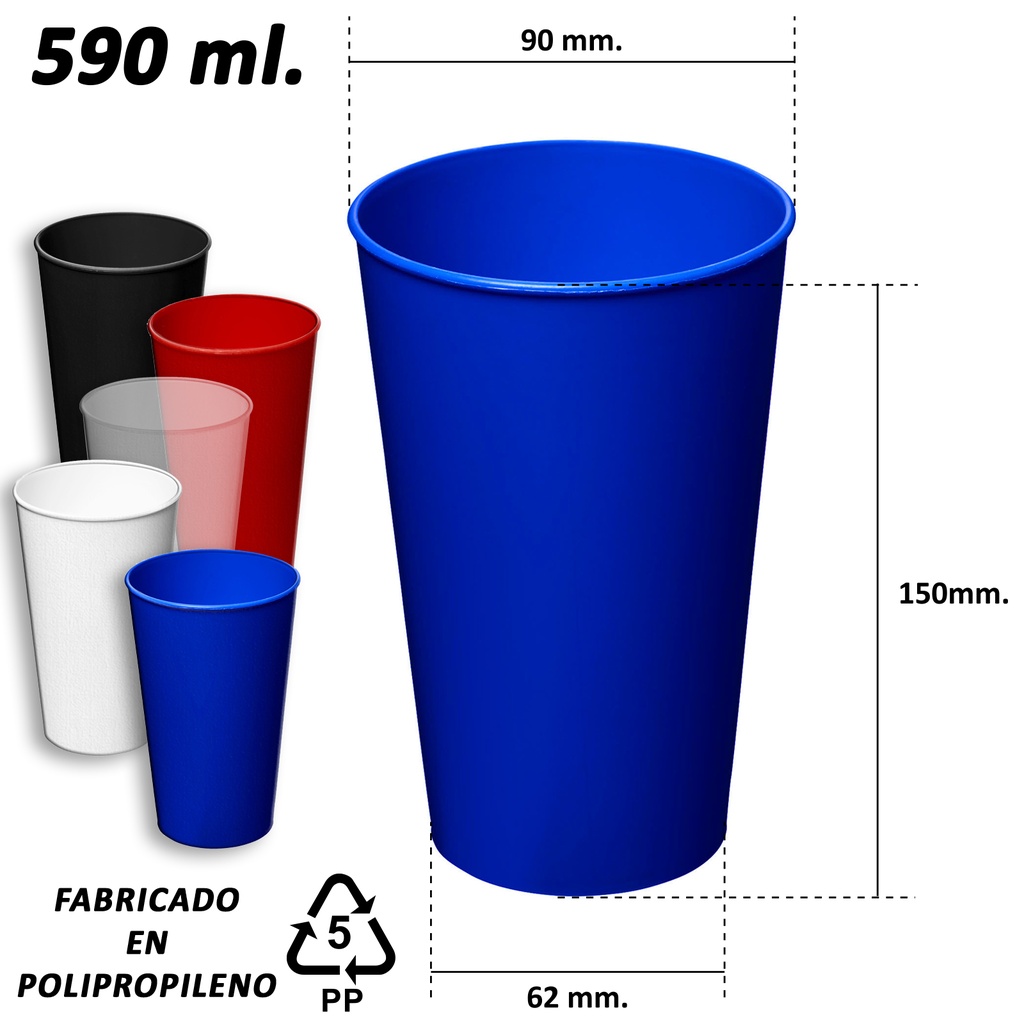 Vaso Plástico Reutilizable Liso -[M151]b