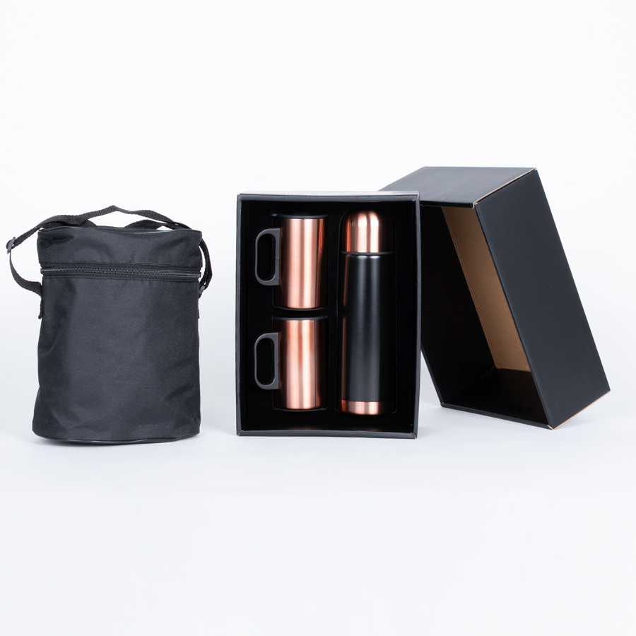 Set Termo 1/2 L + 2 Tazones Encobrizados "GLASGOW" -[M89]d
