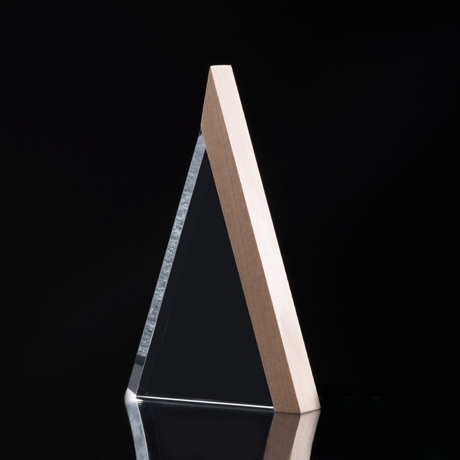 Trofeo Galvano De Madera Y Cristal "Triangle" -[A64]d