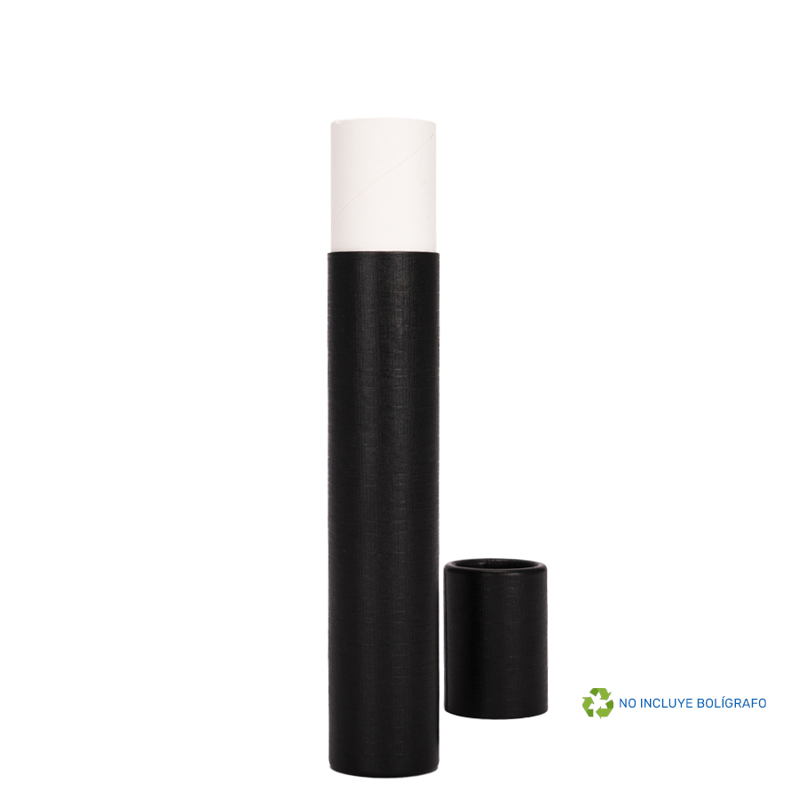 Tubo Porta-Lápiz O Bolígrafo, En Cartón Forrado Negro. | Tara