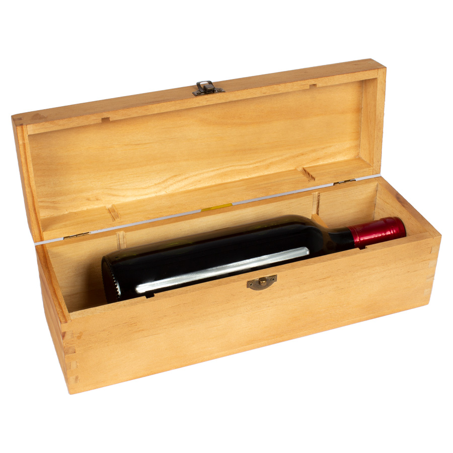 Caja De Madera Natural Para Vino -[W18]d