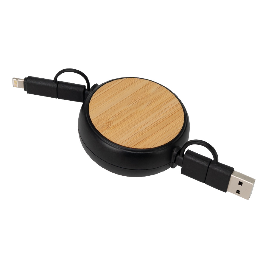 Connect Multicargador Retráctil 4 En 1 De Abs/Bamboo -[B84]d