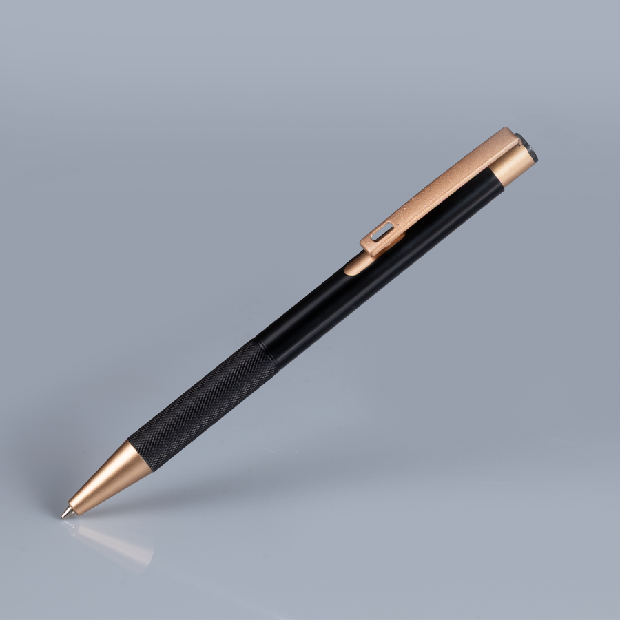 Bolígrafo De Aluminio Negro "STRONG", Con Terminales Encobrizados. -[L159]d