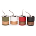 Vaso Térmico Metálico "CAMP" 300CC. Con Bombilla Y Grip De Madera. -[M71]d
