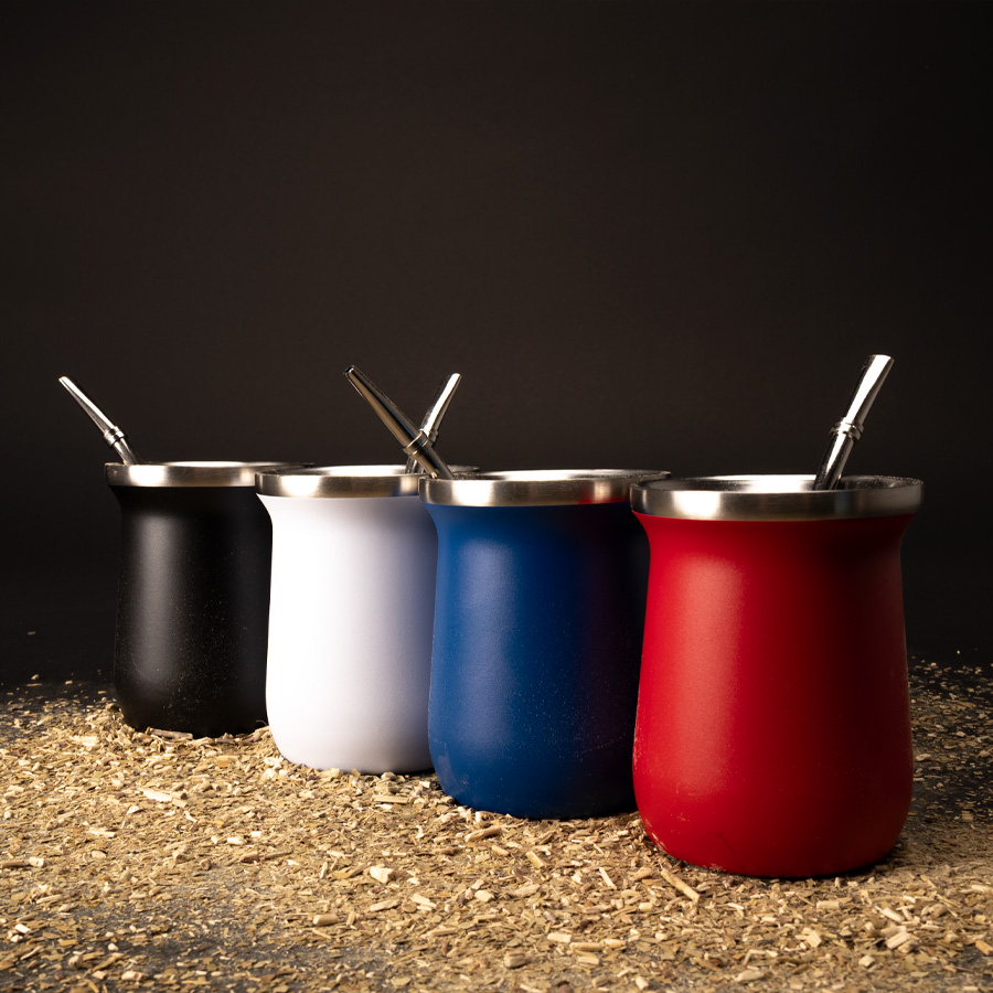 Vaso Térmico Metálico "MATE" 300ML. Con Bombilla -[M72]d