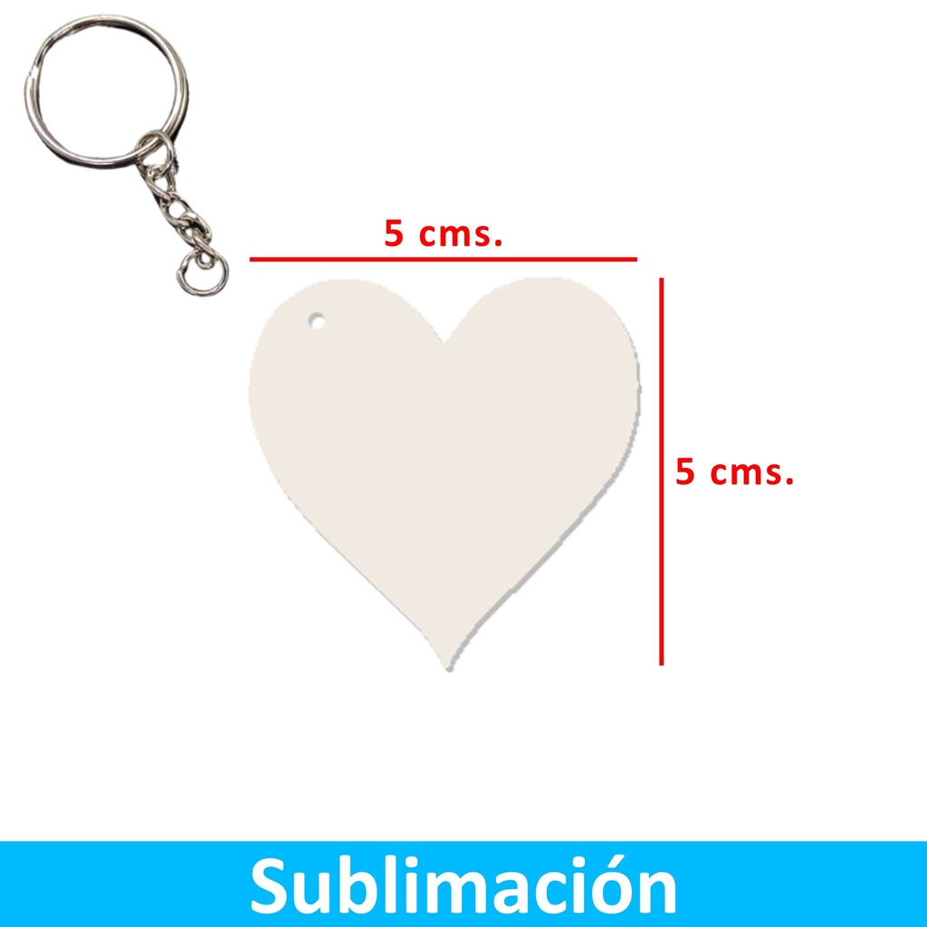 Llavero Acrílico Sublimable Corazón NI35 Blanco -[591074143]b