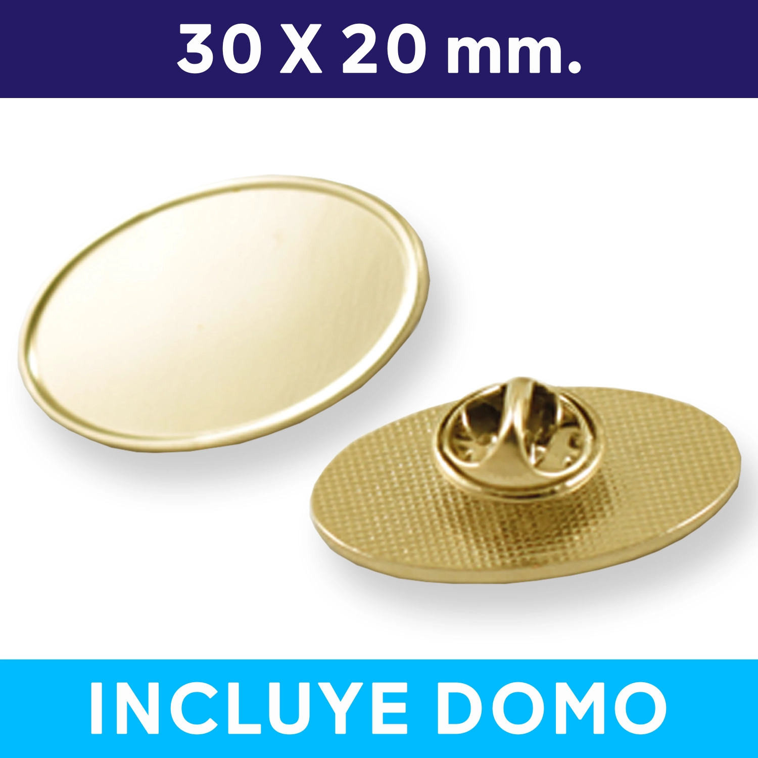 Piocha Con Domo Ovalado Dorado OVA01 (Pins) -[591080114]b