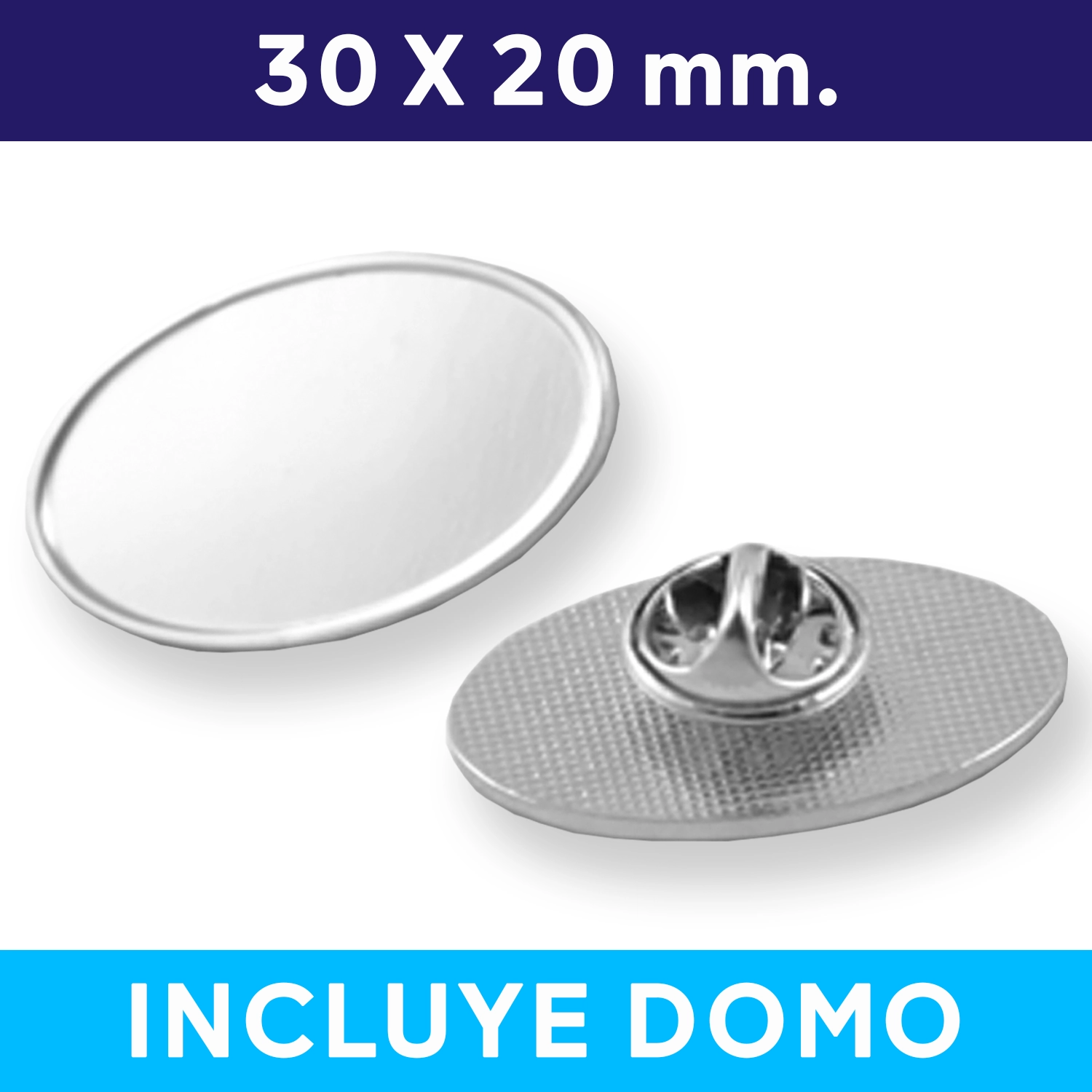 Piocha Con Domo Ovalado Plateado OVA01 (Pins) -[591080116]b