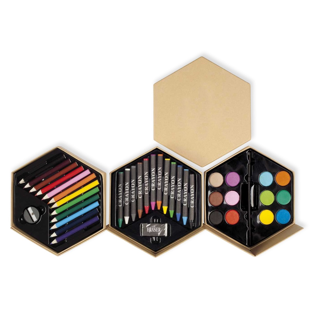 Bolígrafo Lápices Colores Y Pinturas Hexagonal Set B20 -[601060032]b