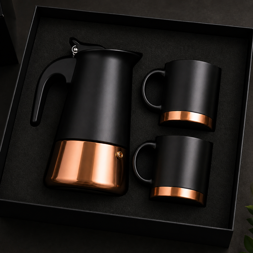 Set De Cafetera Italiana Y Tazas M56 -[601063392]b
