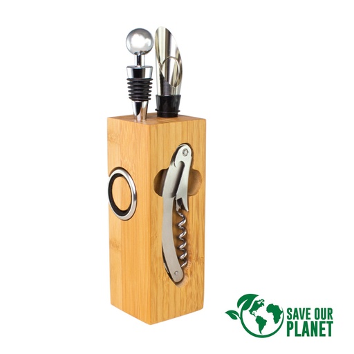 [B72-11] Set De Vino Rectangular De Bamboo -[B72]d