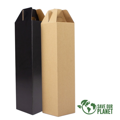 [F26] Caja Autoarmable Con Asas, Para 1 Botella De Vino -[F26]d