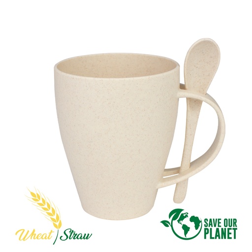 [B76-11] Mug De Caña De Trigo Con Cuchara 400 cc -[B76]d