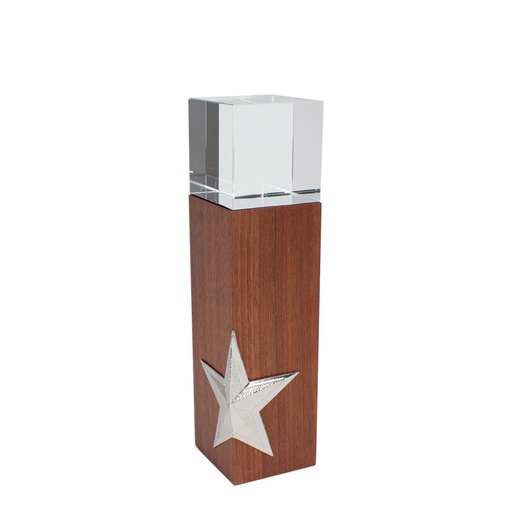 [A72-00] Trofeo De Madera Y Cristal «Silver Star» -[A72]d