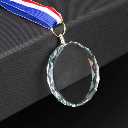 [A70-00] Medalla Cristal «Diamond» Con Cinta Tricolor -[A70]d