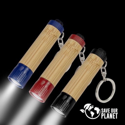 [B56] Llavero-Linterna Led Cuerpo Bamboo -[B56]d