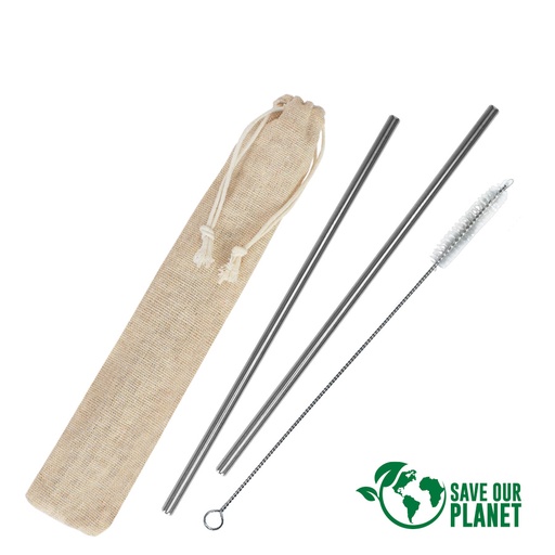 [E128-11] Set Bombillas Metálicas-en-Estuche De Lino -[E128]d