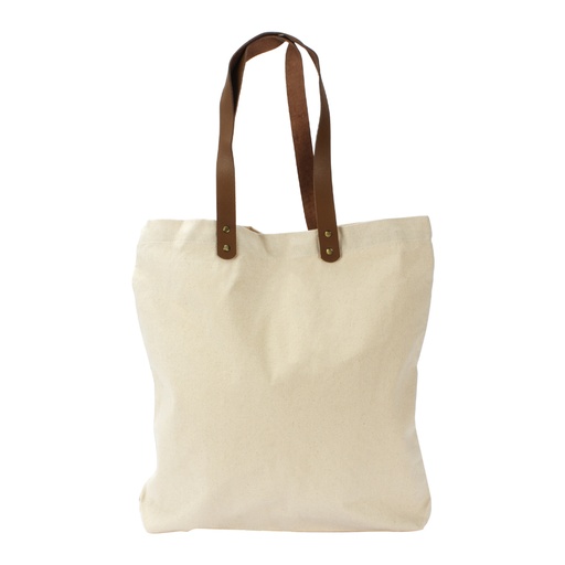 [E54-11] Bolsa De Compras 10 oz Canvas Asas Cuero -[E54]d
