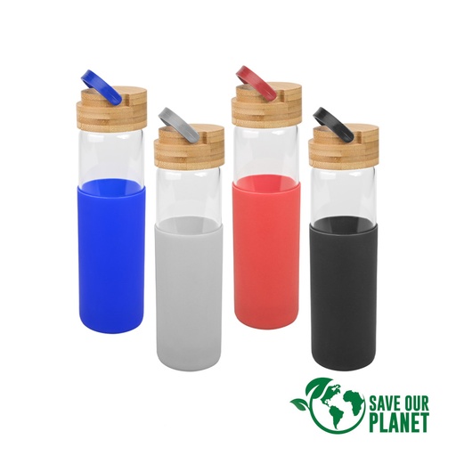 [M57] Botella De Vidrio Con Funda De Silicona 600 cc -[M57]d