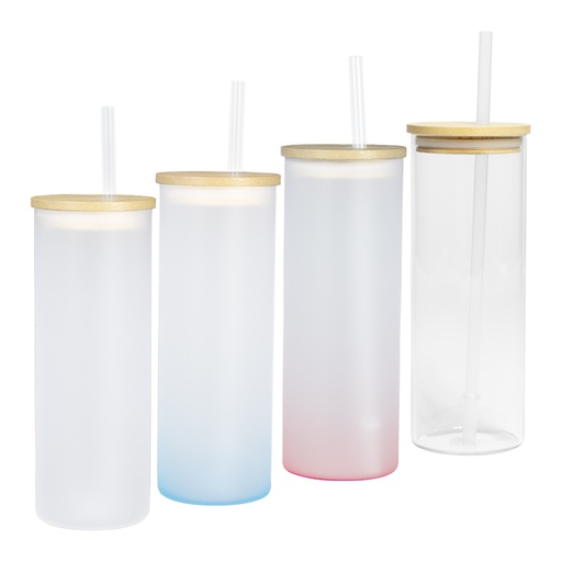 Botella Vidrio Borosilicato Sublimación, Tapa Bamboo 500 cc -[X1]d