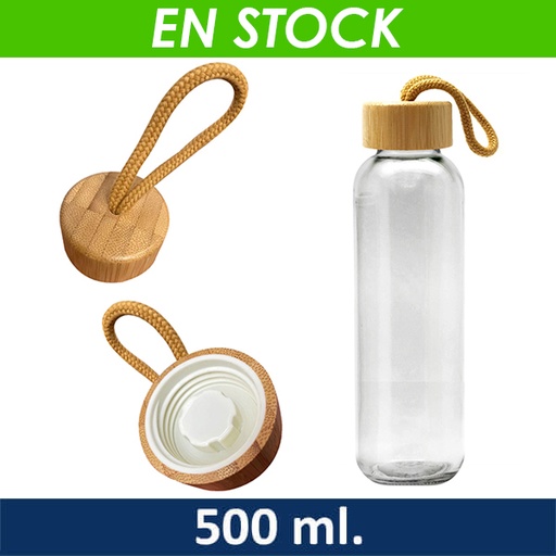 [601063073] Botella Vidrio con tapa Bamboo -[M32]b