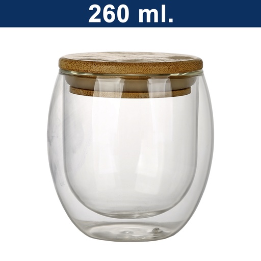 [601063353] Vaso de vidrio doble pared con tapa de bamboo -[M7]b